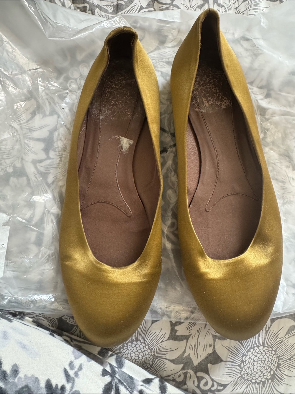 Marni Golden-Tone, Olive Green Rounded-Toe Slip-On Flats